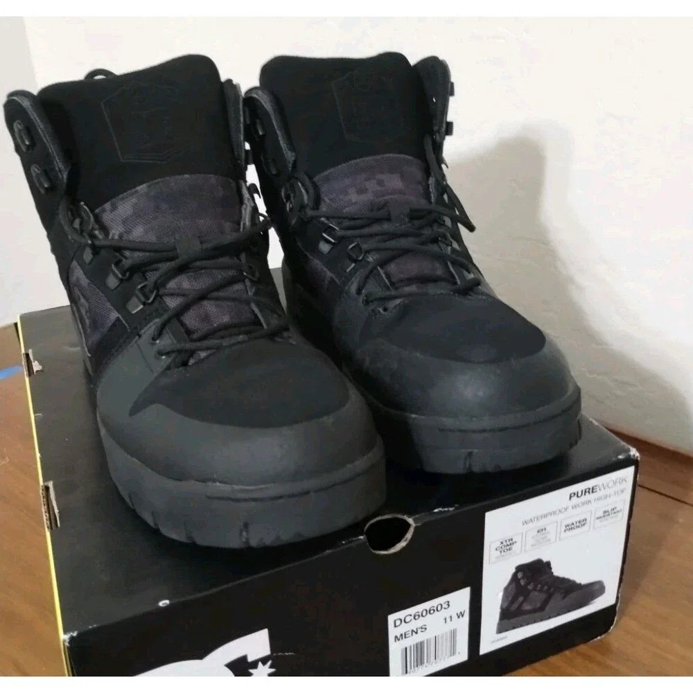 DC PURE Men's Black/Dark Gray Camo Composition Toe High-top Work Boots  Size 11W